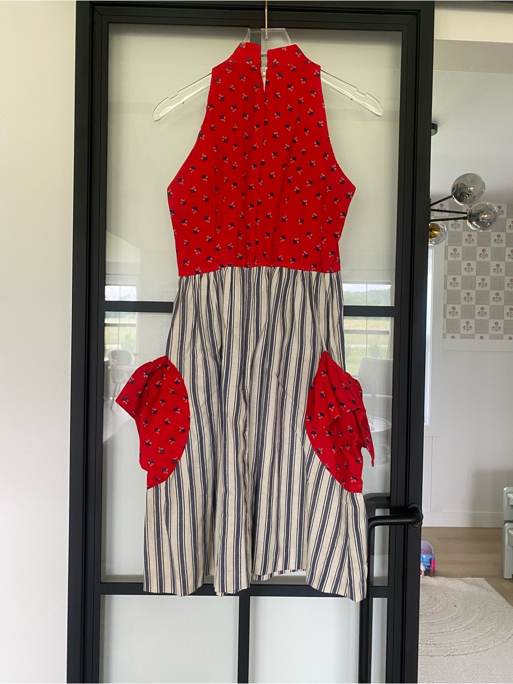 Peter Thousand rare vintage 1970s whimsical pockets halter-neck midi dress - Picture 8 of 11